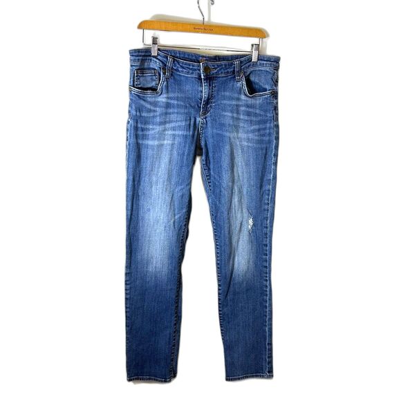 Kut From The Kloth Blue Medium Wash Mid-Rise Straight Leg Jeans Size 12 - Picture 3 of 14